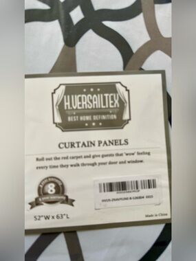 NIB H.Versailtex Set of 2 Curtains, 52”(W) x 63”(H) Light Blocking Blackout....